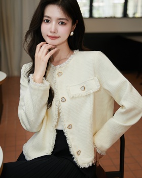 Autumn heart buckle cardigan fashion woolen coat for women