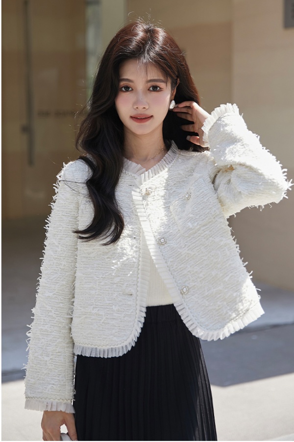 Chanelstyle refinement coat white France style tops