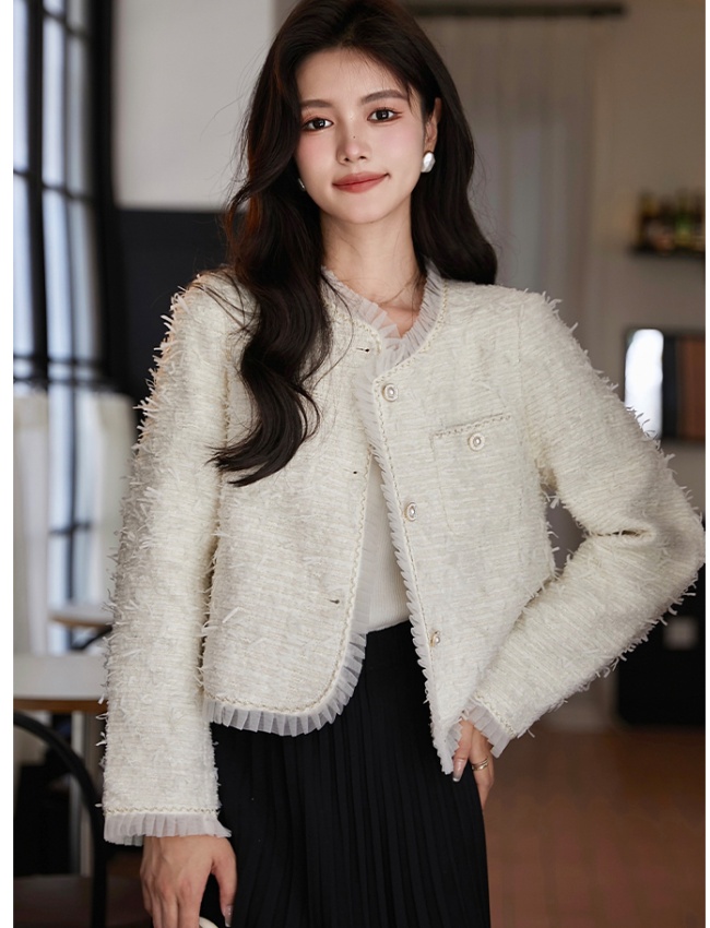 Chanelstyle refinement coat white France style tops