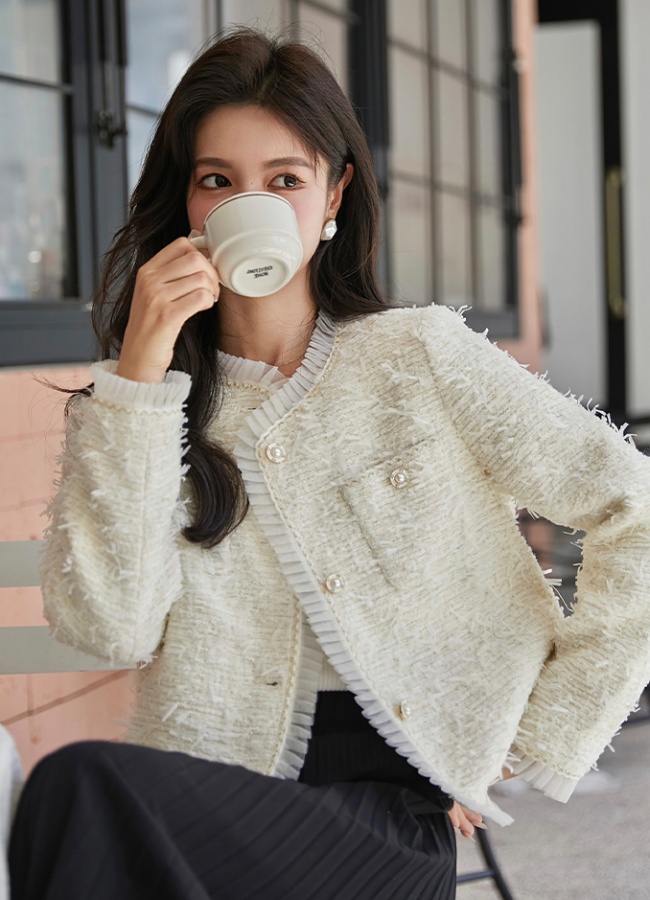 Chanelstyle refinement coat white France style tops