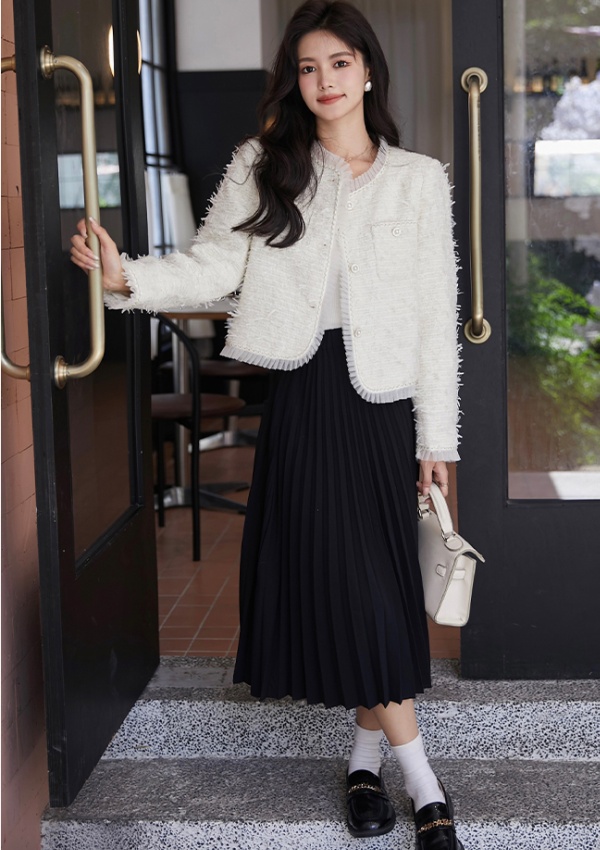 Chanelstyle refinement coat white France style tops