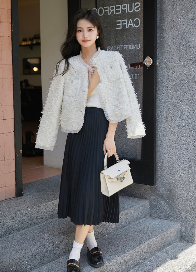 Chanelstyle refinement coat white France style tops