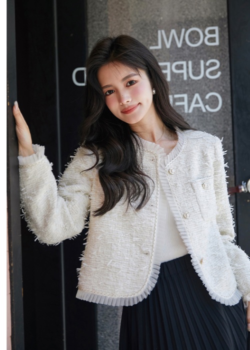 Chanelstyle refinement coat white France style tops