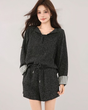 Casual fashion chanelstyle round neck tops 2pcs set for women