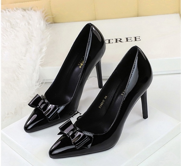 Sexy bow high-heeled shoes all-match shoes
