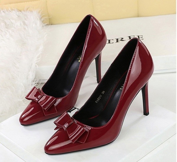 Sexy bow high-heeled shoes all-match shoes