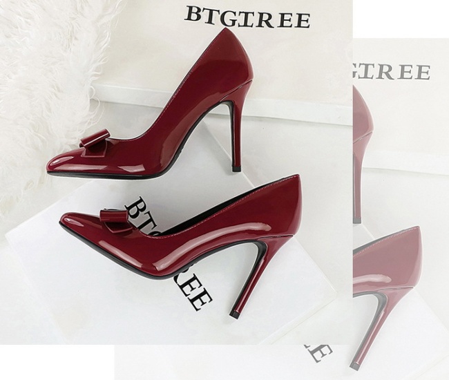 Sexy bow high-heeled shoes all-match shoes
