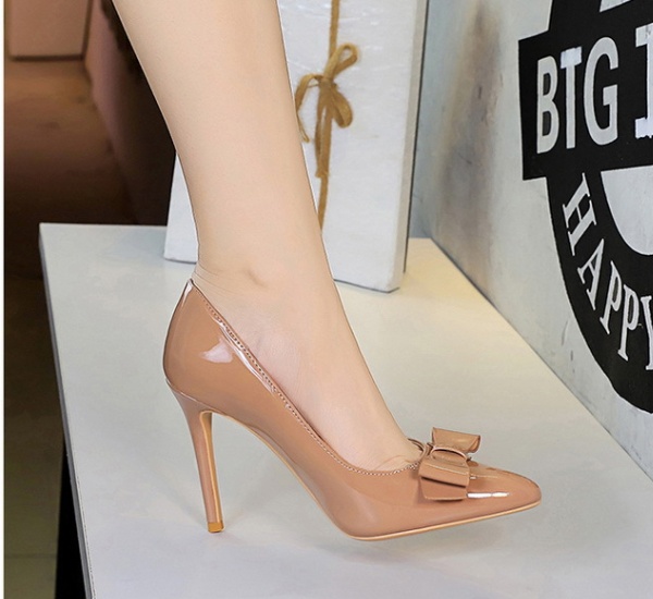 Sexy bow high-heeled shoes all-match shoes