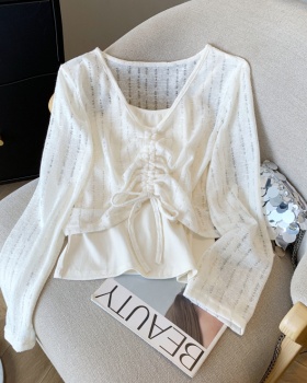 Spicegirl short tops sexy drawstring smock 2pcs set for women