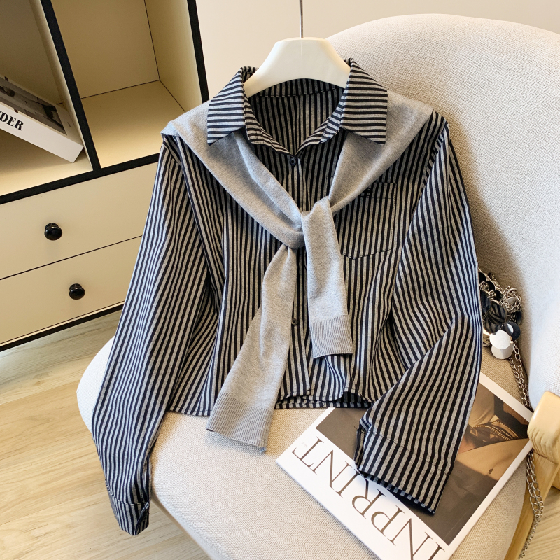 Collocation long sleeve shawl all-match tops for women