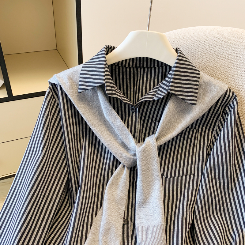 Collocation long sleeve shawl all-match tops for women