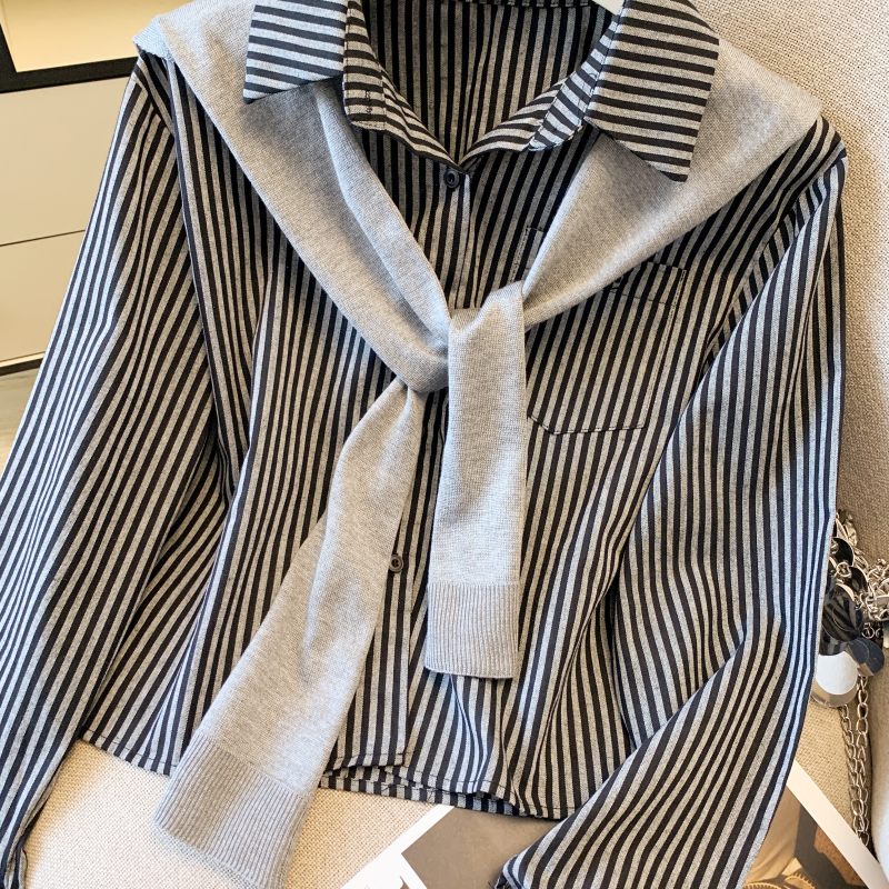 Collocation long sleeve shawl all-match tops for women