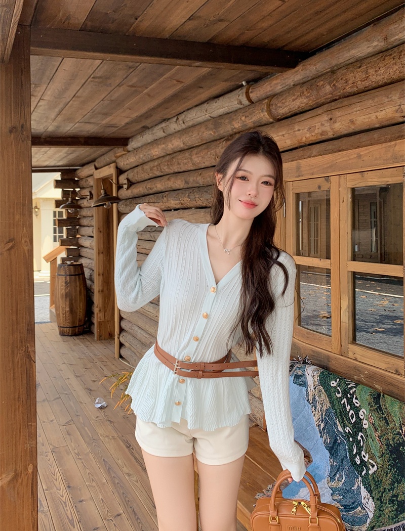 Slim chanelstyle cardigan long sleeve pinched waist tops