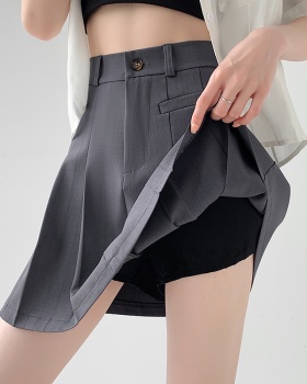 Slim summer short skirt dark-gray business suit for women