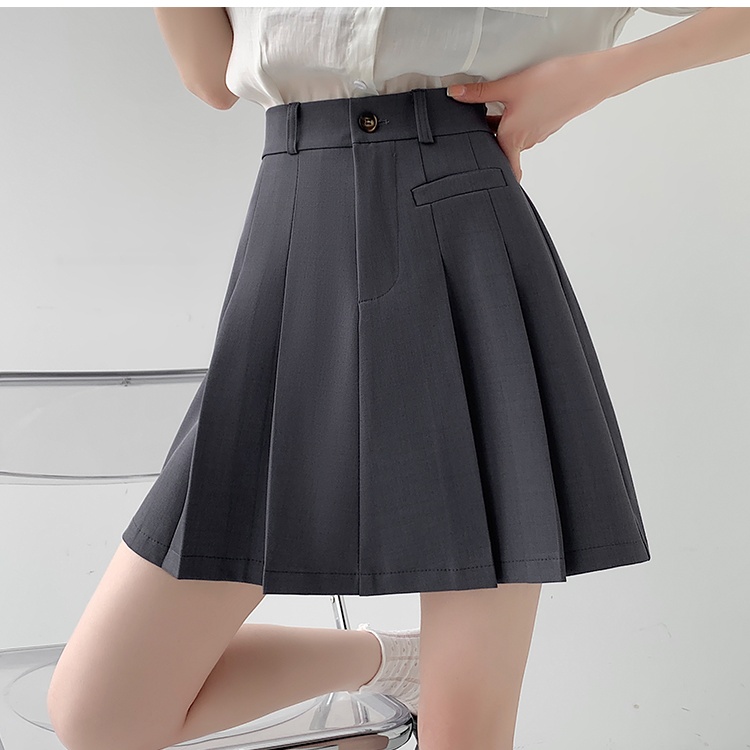 Slim summer short skirt dark-gray business suit for women