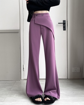 Slim black flare pants Pseudo-two suit pants for women