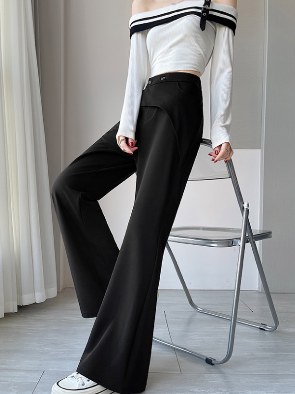 Slim black flare pants Pseudo-two suit pants for women