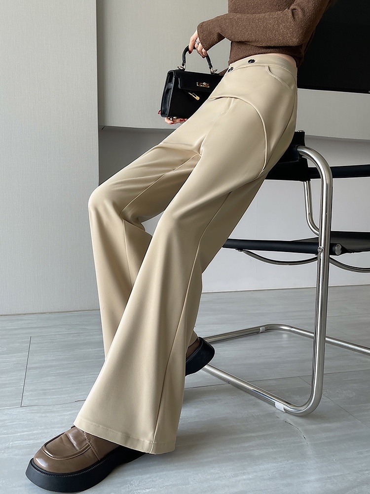 Slim black flare pants Pseudo-two suit pants for women