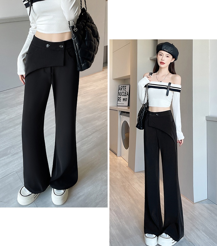 Slim black flare pants Pseudo-two suit pants for women