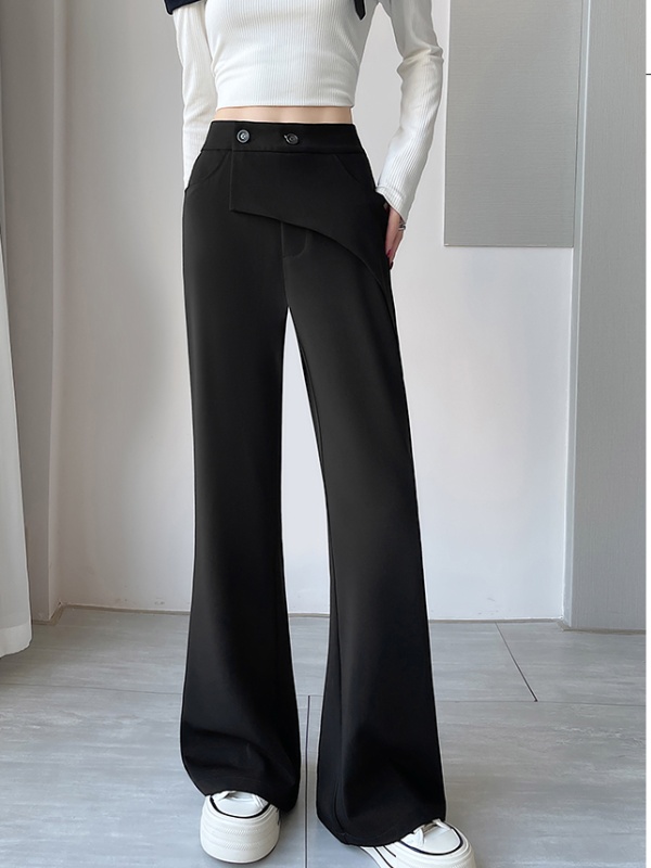 Slim black flare pants Pseudo-two suit pants for women
