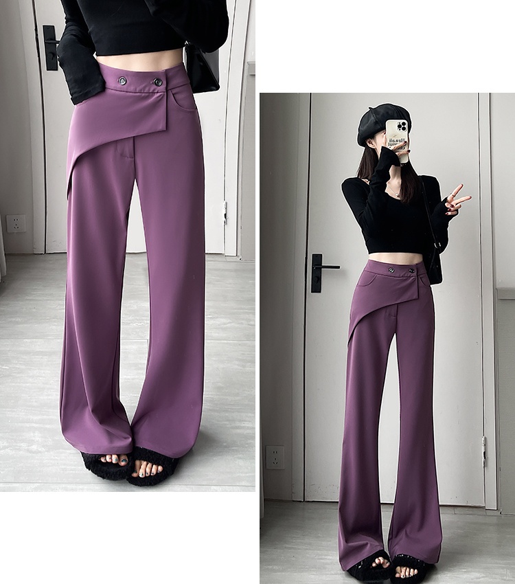 Slim black flare pants Pseudo-two suit pants for women