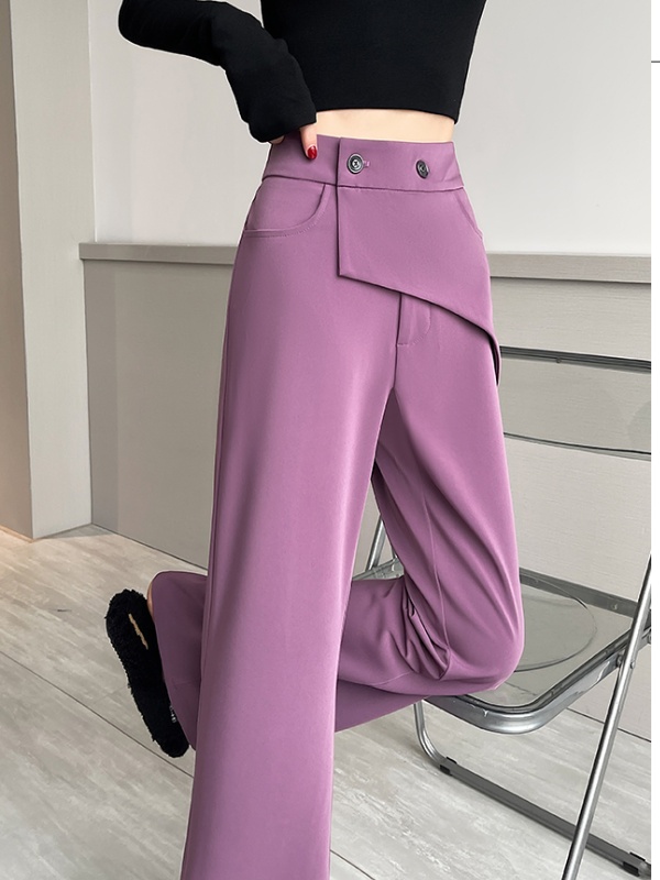 Slim black flare pants Pseudo-two suit pants for women