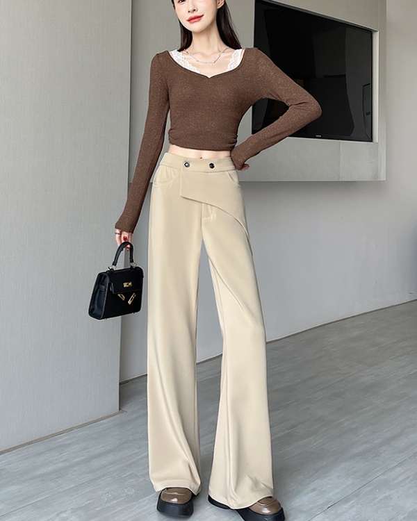 Slim black flare pants Pseudo-two suit pants for women
