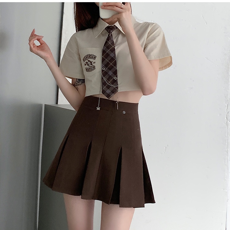 Korean style commuting culottes A-line college style skirt