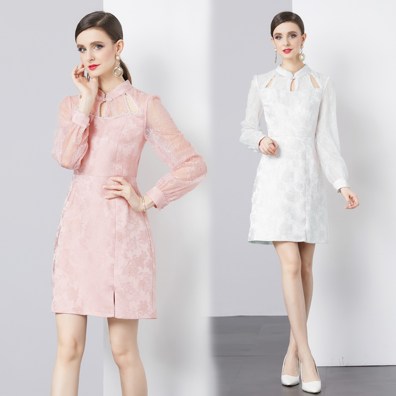 Cstand collar cheongsam Chinese style dress for women