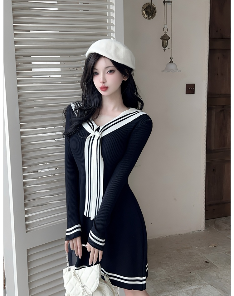 Autumn Hepburn style knitted dress for women