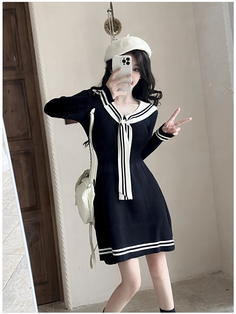 Autumn Hepburn style knitted dress for women