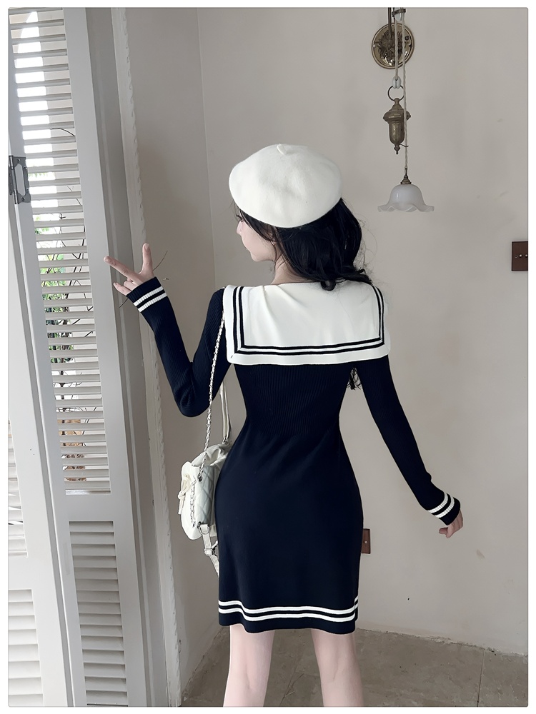 Autumn Hepburn style knitted dress for women