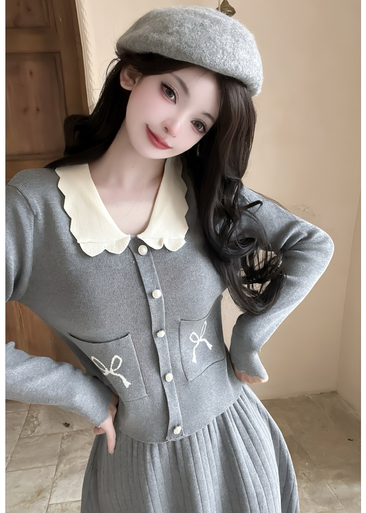 Mixed colors tops splice skirt 2pcs set for women
