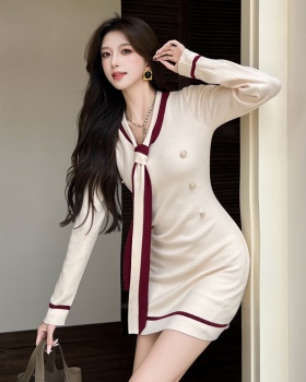 Slim pinched waist chanelstyle spicegirl autumn dress
