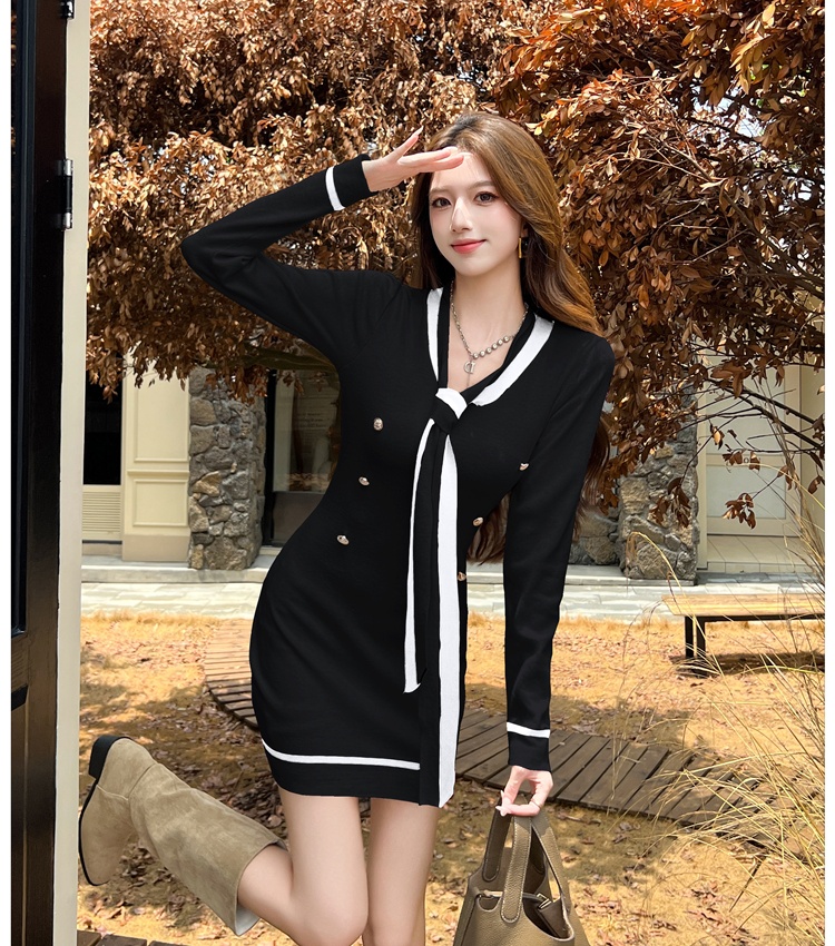 Slim pinched waist chanelstyle spicegirl autumn dress