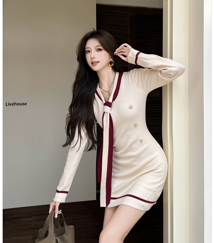 Slim pinched waist chanelstyle spicegirl autumn dress