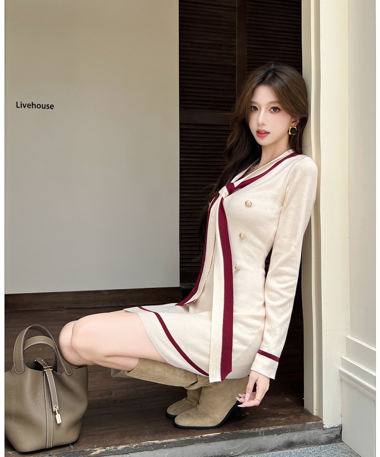 Slim pinched waist chanelstyle spicegirl autumn dress