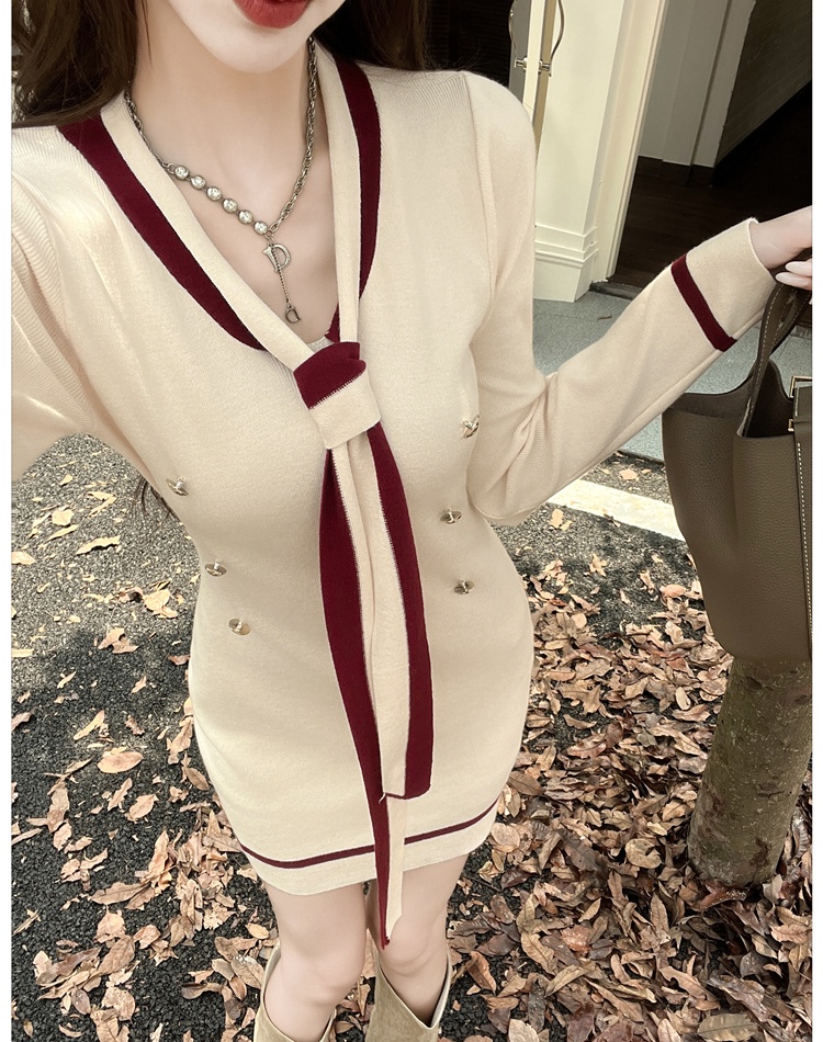 Slim pinched waist chanelstyle spicegirl autumn dress