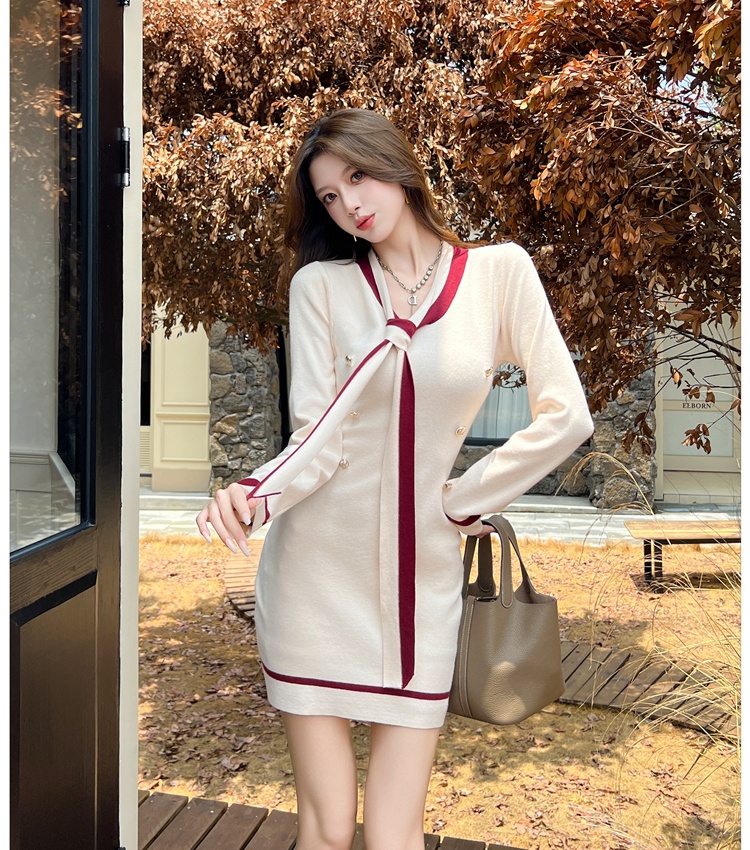 Slim pinched waist chanelstyle spicegirl autumn dress