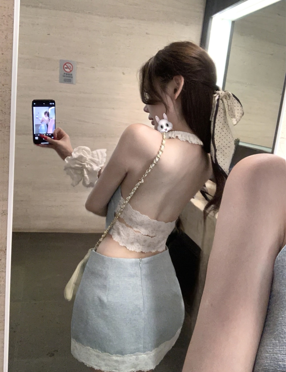 Halter thin short skirt summer tops 2pcs set for women