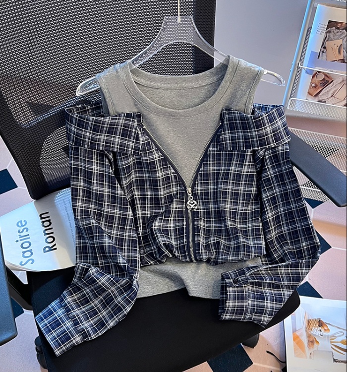 Splice Pseudo-two tops all-match T-shirt for women