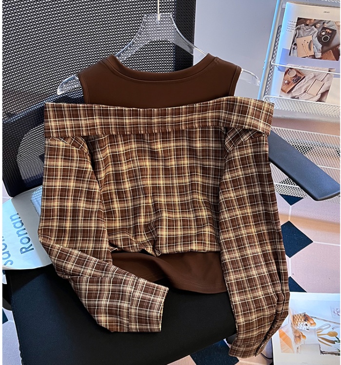 Splice Pseudo-two tops all-match T-shirt for women