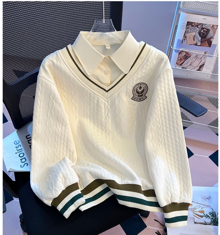 Autumn and winter splice tops college style hoodie