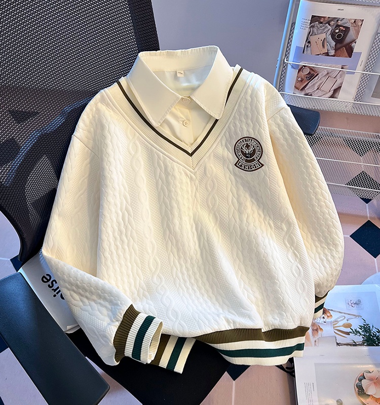 Autumn and winter splice tops college style hoodie