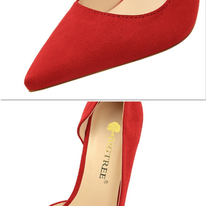 Broadcloth slim simple hollow fine-root pointed shoes
