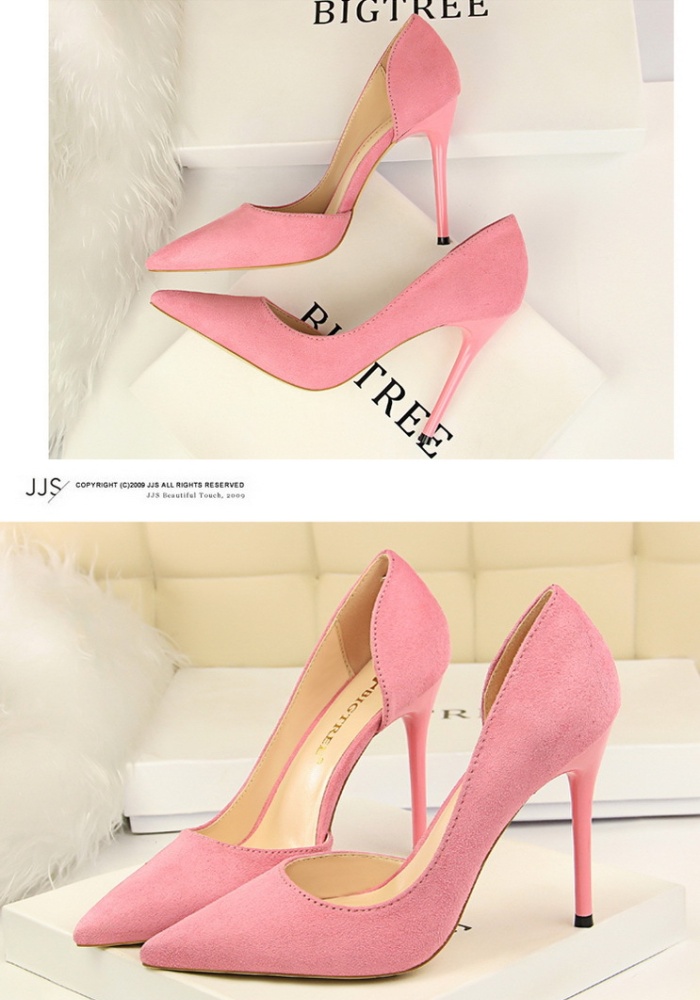 Broadcloth slim simple hollow fine-root pointed shoes