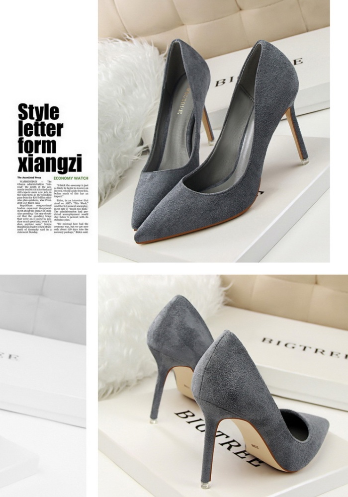Simple fine-root sexy pointed profession shoes for women