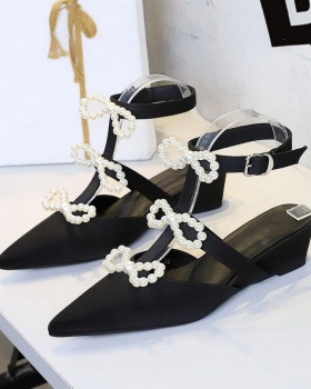 France style pointed sandals hollow satin shoes for women