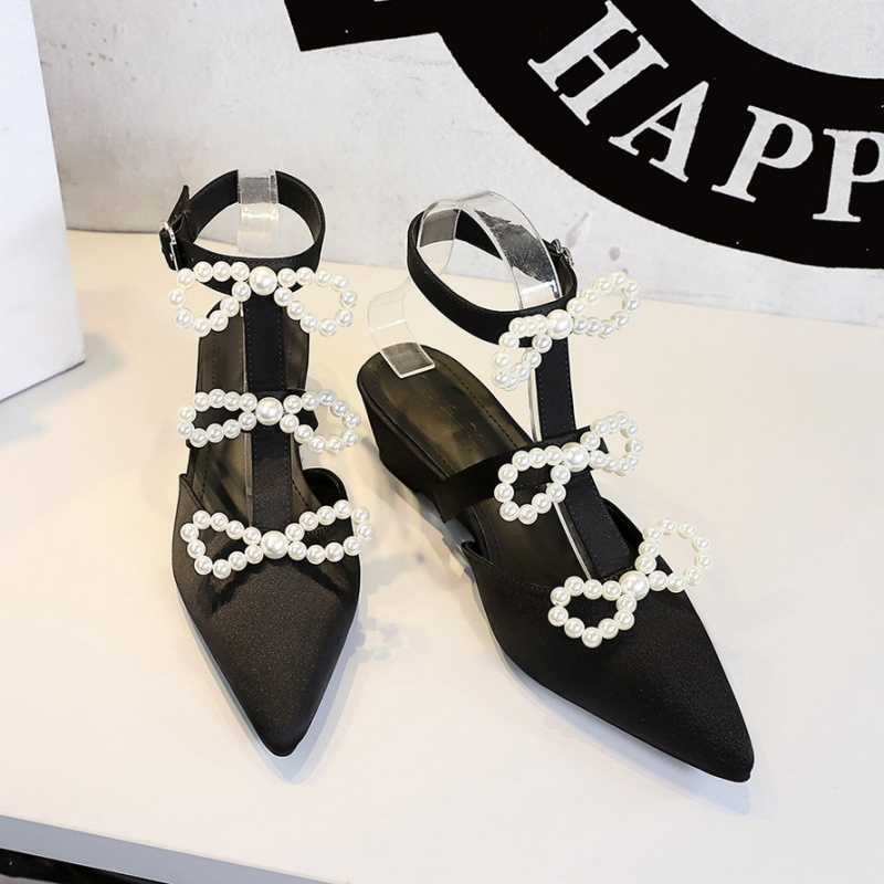 France style pointed sandals hollow satin shoes for women