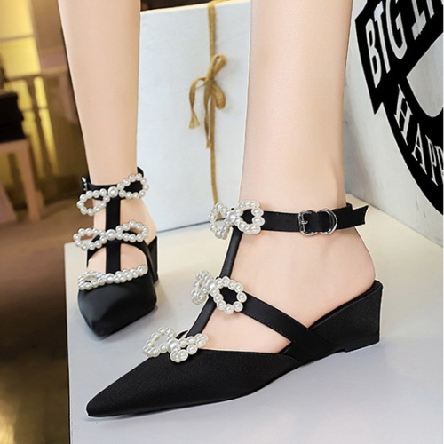 France style pointed sandals hollow satin shoes for women